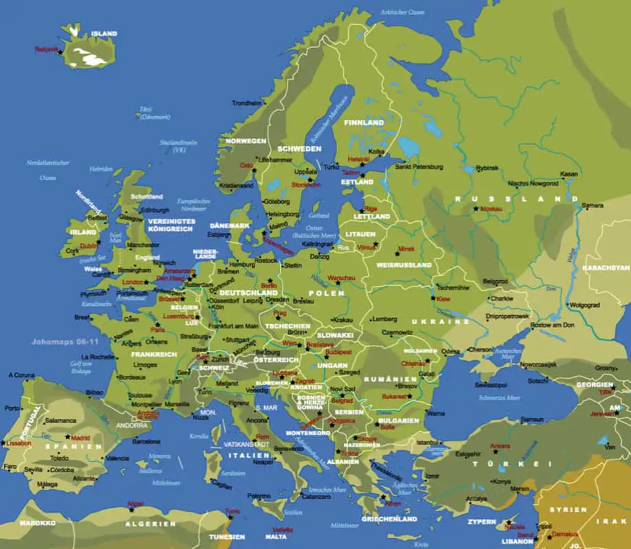Map of Europe in German